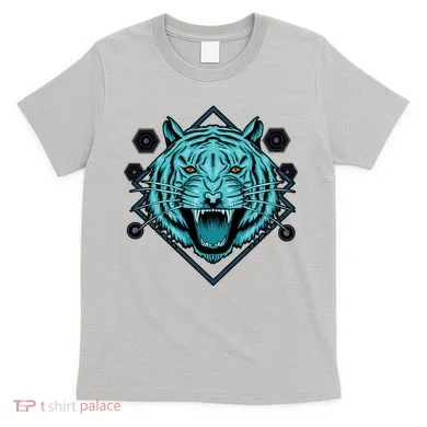 Trippy Cyan Tiger Graphic T-Shirt