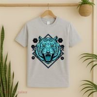 Trippy Cyan Tiger Graphic T-Shirt thumb 2