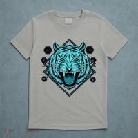 Trippy Cyan Tiger Graphic T-Shirt thumb 5