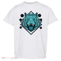 Trippy Cyan Tiger Graphic Toddler T-Shirt thumb 0