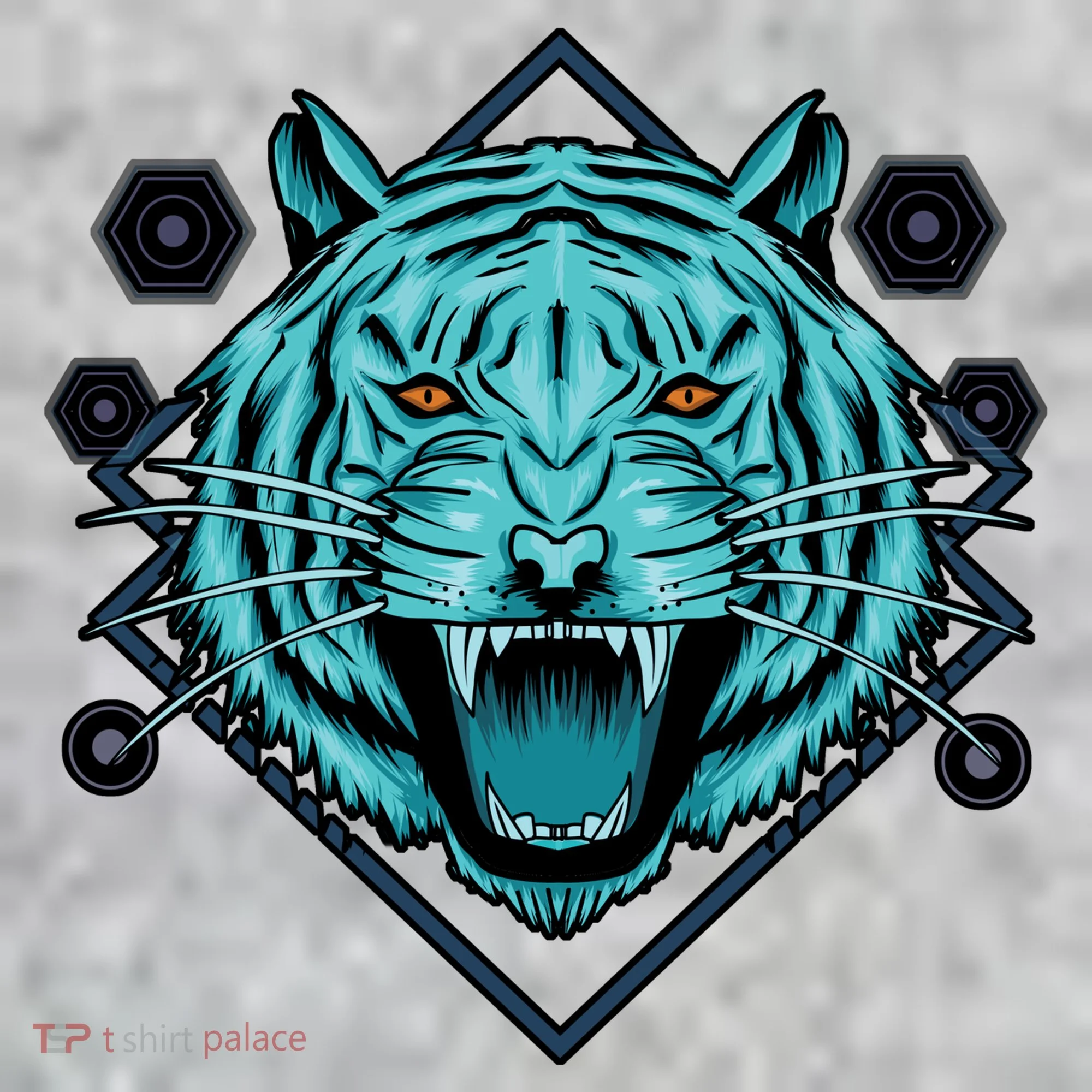 Trippy Cyan Tiger Graphic Toddler T-Shirt