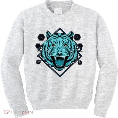 Trippy Cyan Tiger Graphic Kids Sweatshirt