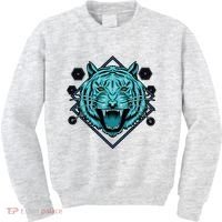 Trippy Cyan Tiger Graphic Kids Sweatshirt thumb 0