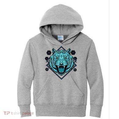 Trippy Cyan Tiger Graphic Kids Hoodie