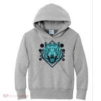 Trippy Cyan Tiger Graphic Kids Hoodie thumb 0