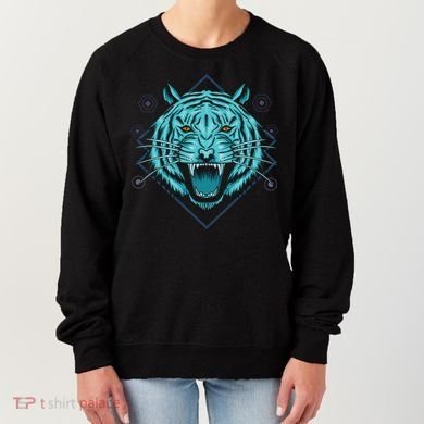 Trippy Cyan Tiger Graphic Women's Sweatshirt