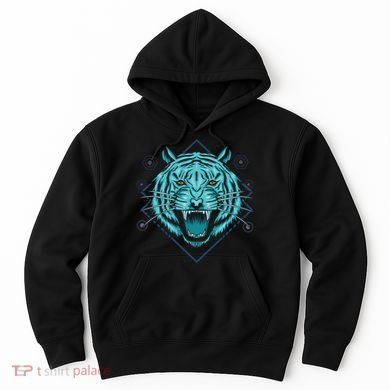 Trippy Cyan Tiger Graphic Hoodie