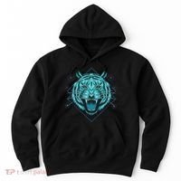Trippy Cyan Tiger Graphic Hoodie thumb 0