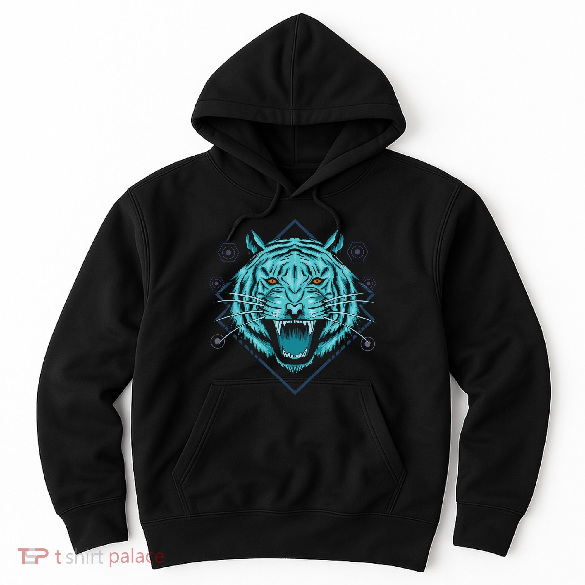 Trippy Cyan Tiger Graphic Hoodie