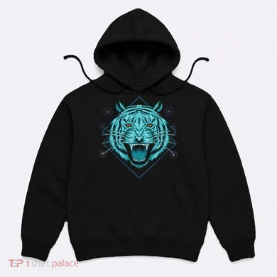 Trippy Cyan Tiger Graphic Hoodie