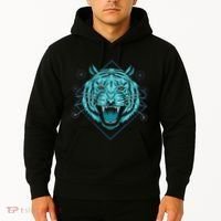 Trippy Cyan Tiger Graphic Hoodie thumb 2