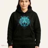 Trippy Cyan Tiger Graphic Hoodie thumb 5