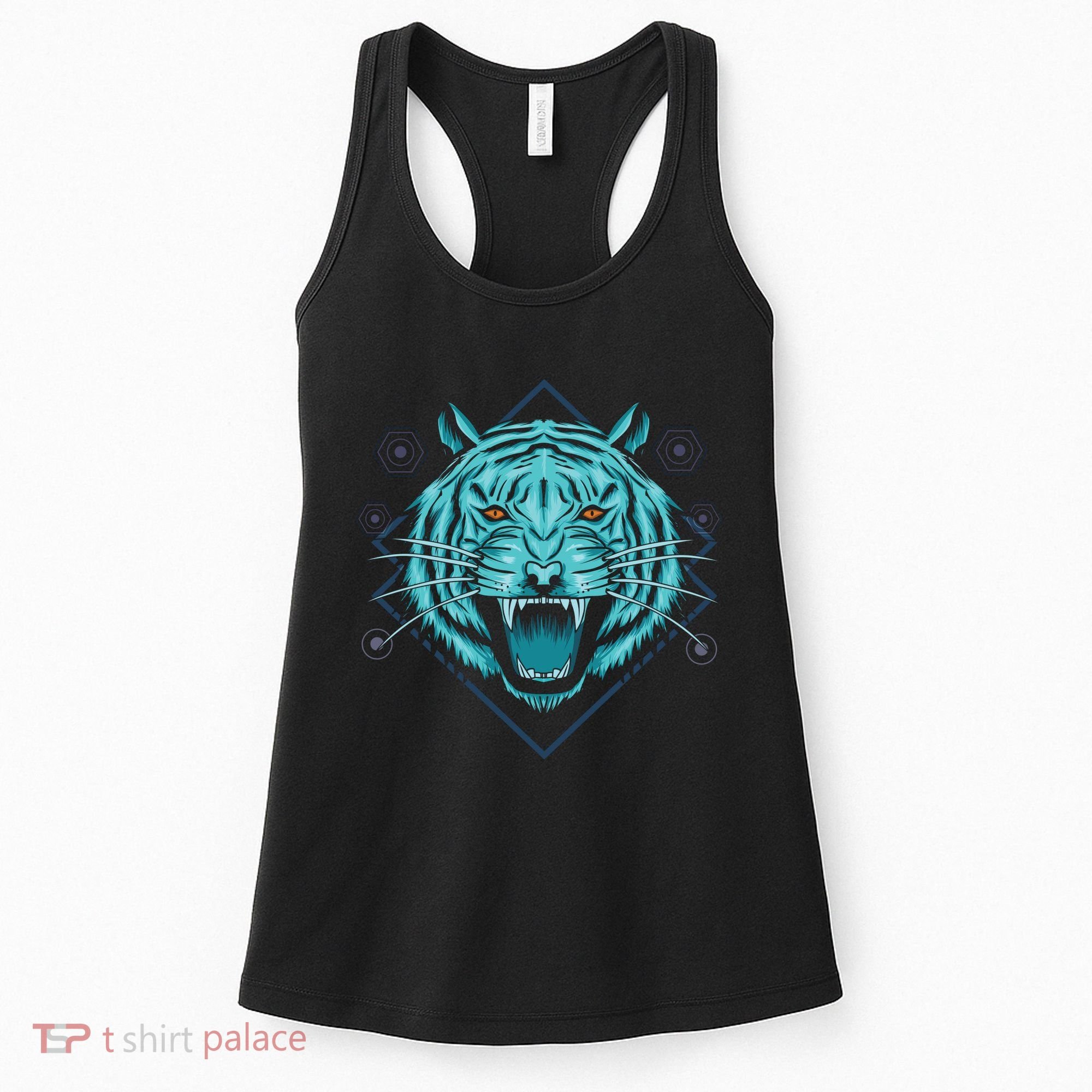 Trippy Cyan Tiger Graphic Women's Tank Top