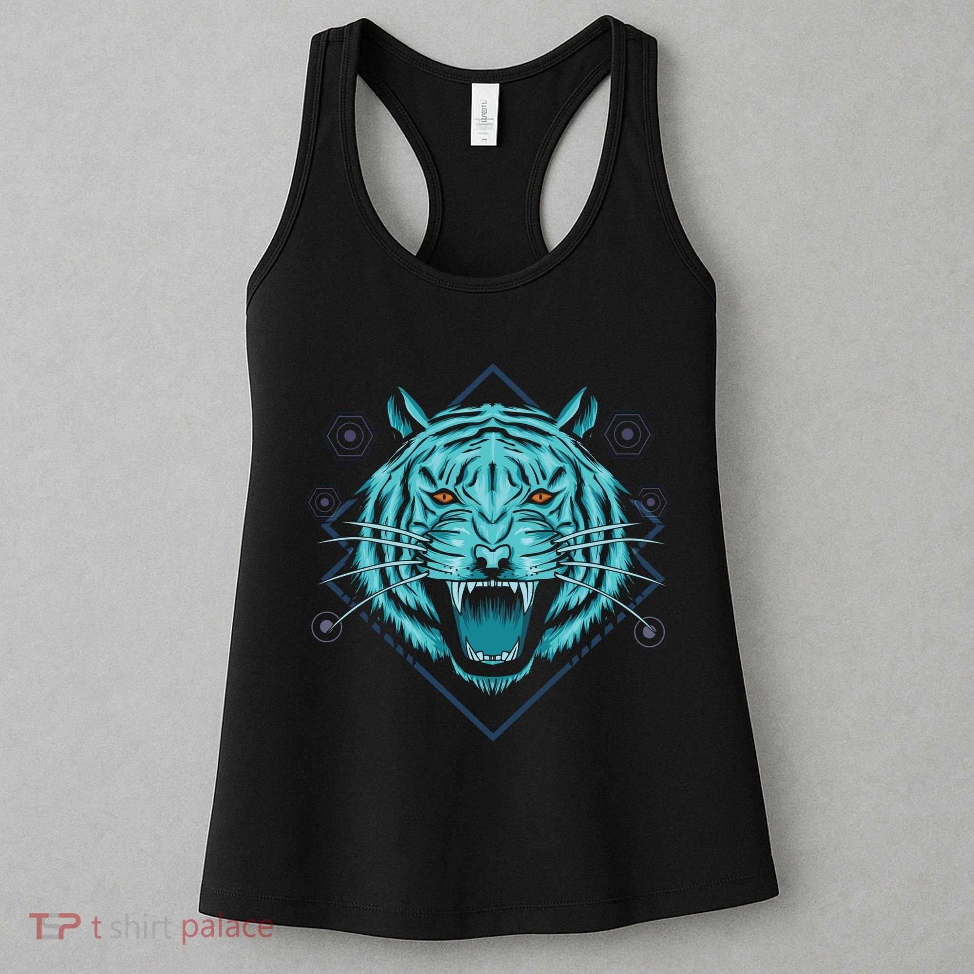 Trippy Cyan Tiger Graphic Women's Tank Top