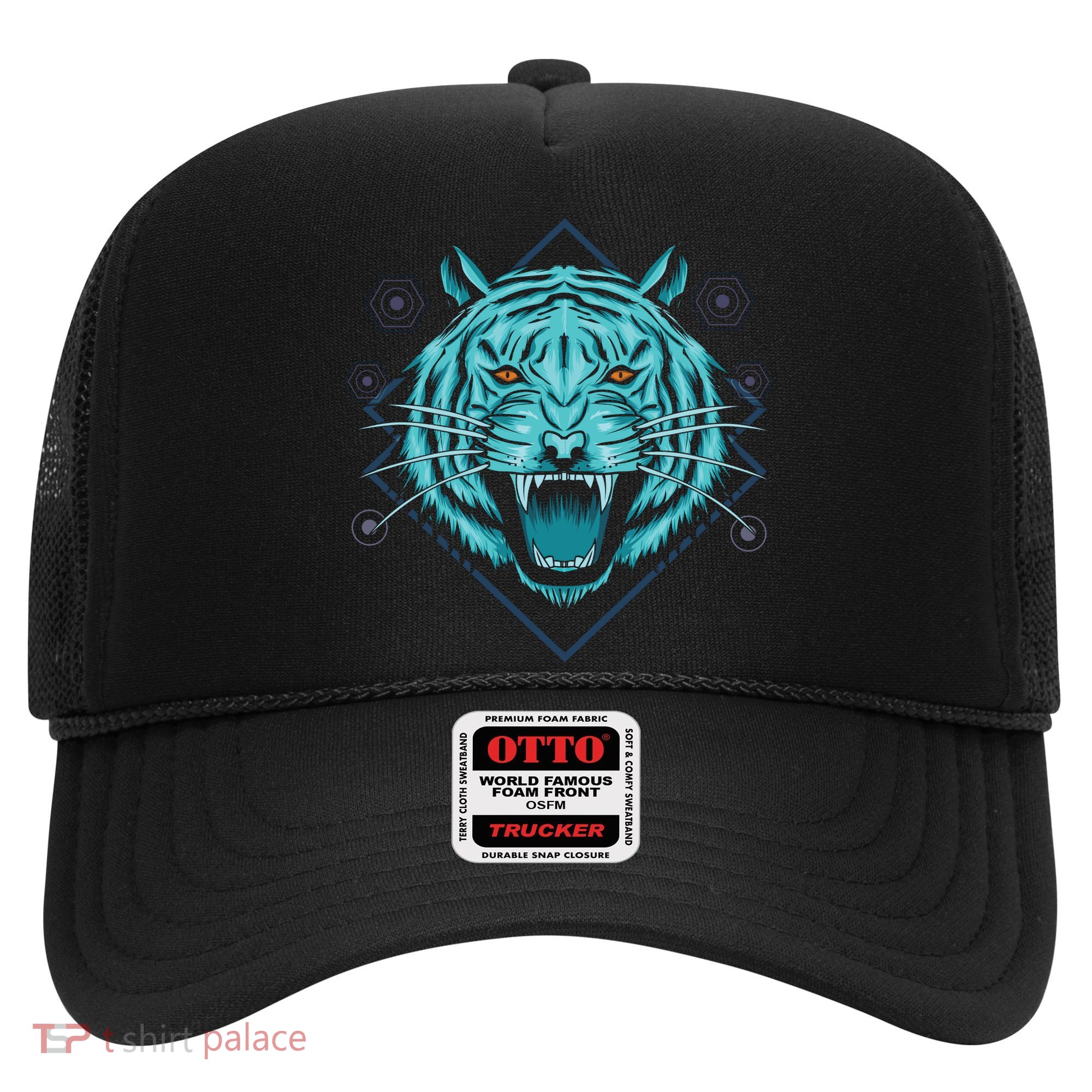 Trippy Cyan Tiger Graphic Hat