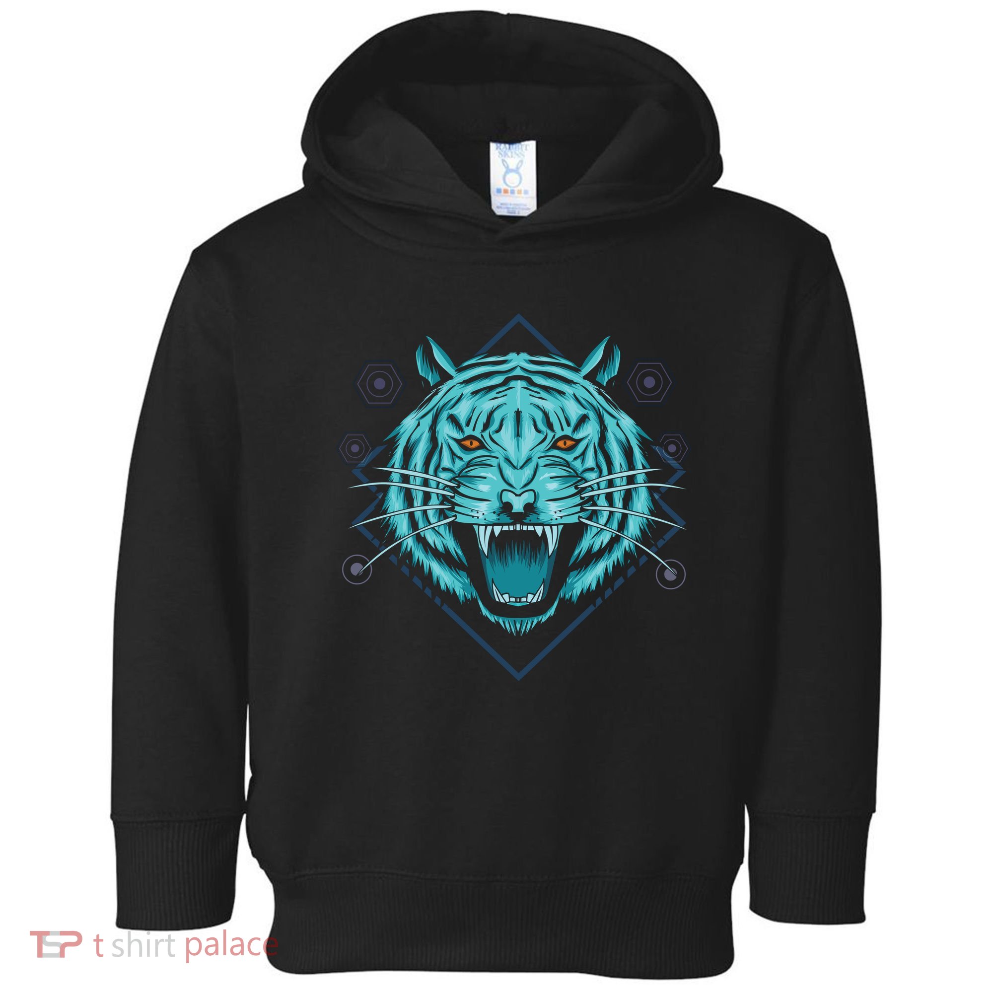 Trippy Cyan Tiger Graphic Toddler Hoodie