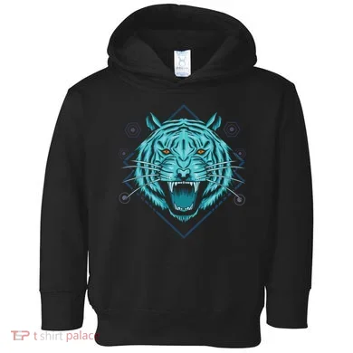 Trippy Cyan Tiger Graphic Toddler Hoodie