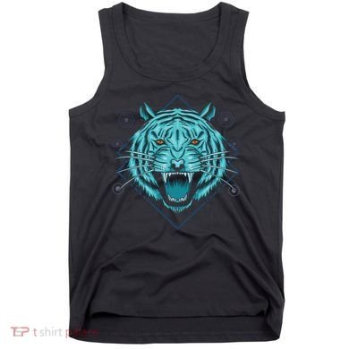 Trippy Cyan Tiger Graphic Tank Top