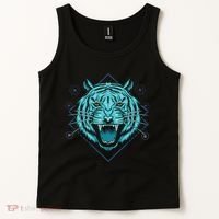 Trippy Cyan Tiger Graphic Tank Top thumb 2