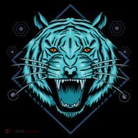 Trippy Cyan Tiger Graphic Tank Top thumb 6