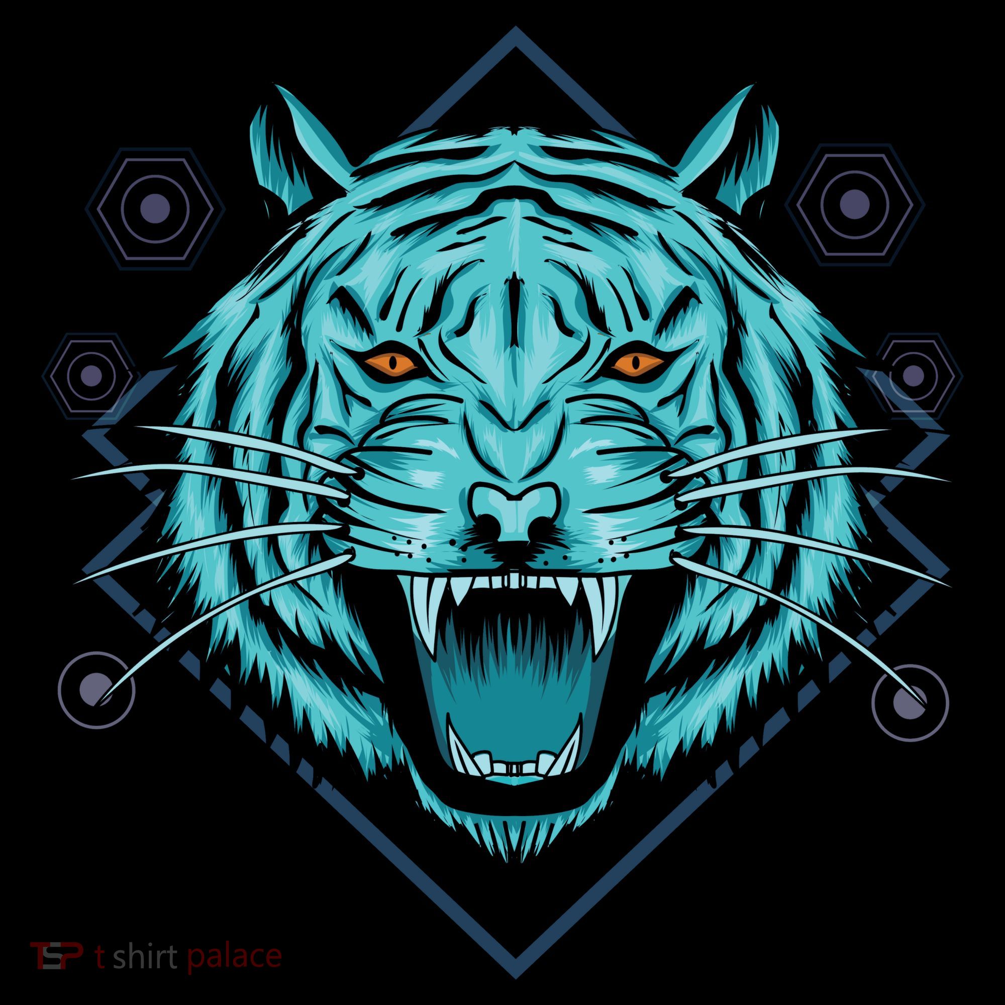 Trippy Cyan Tiger Graphic Kids Long Sleeve Shirt