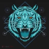 Trippy Cyan Tiger Graphic Kids Long Sleeve Shirt thumb 2