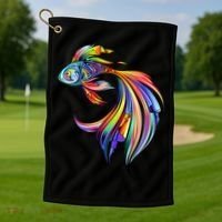 Trippy Fish Motley Golf Towel thumb 1