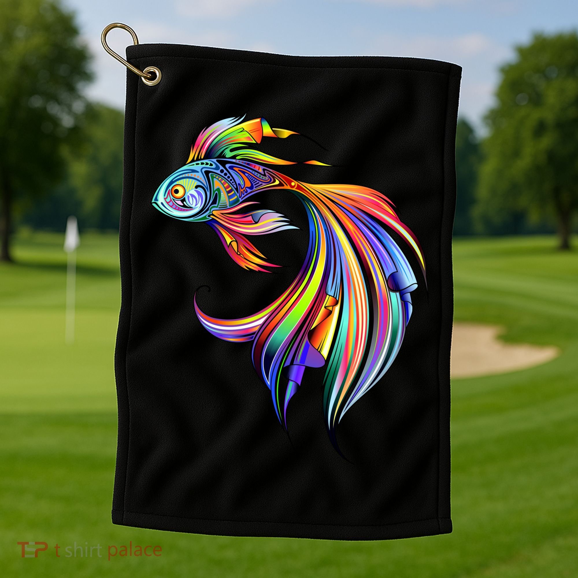 Trippy Fish Motley Golf Towel
