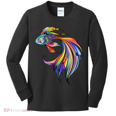Trippy Fish Motley Kids Long Sleeve Shirt