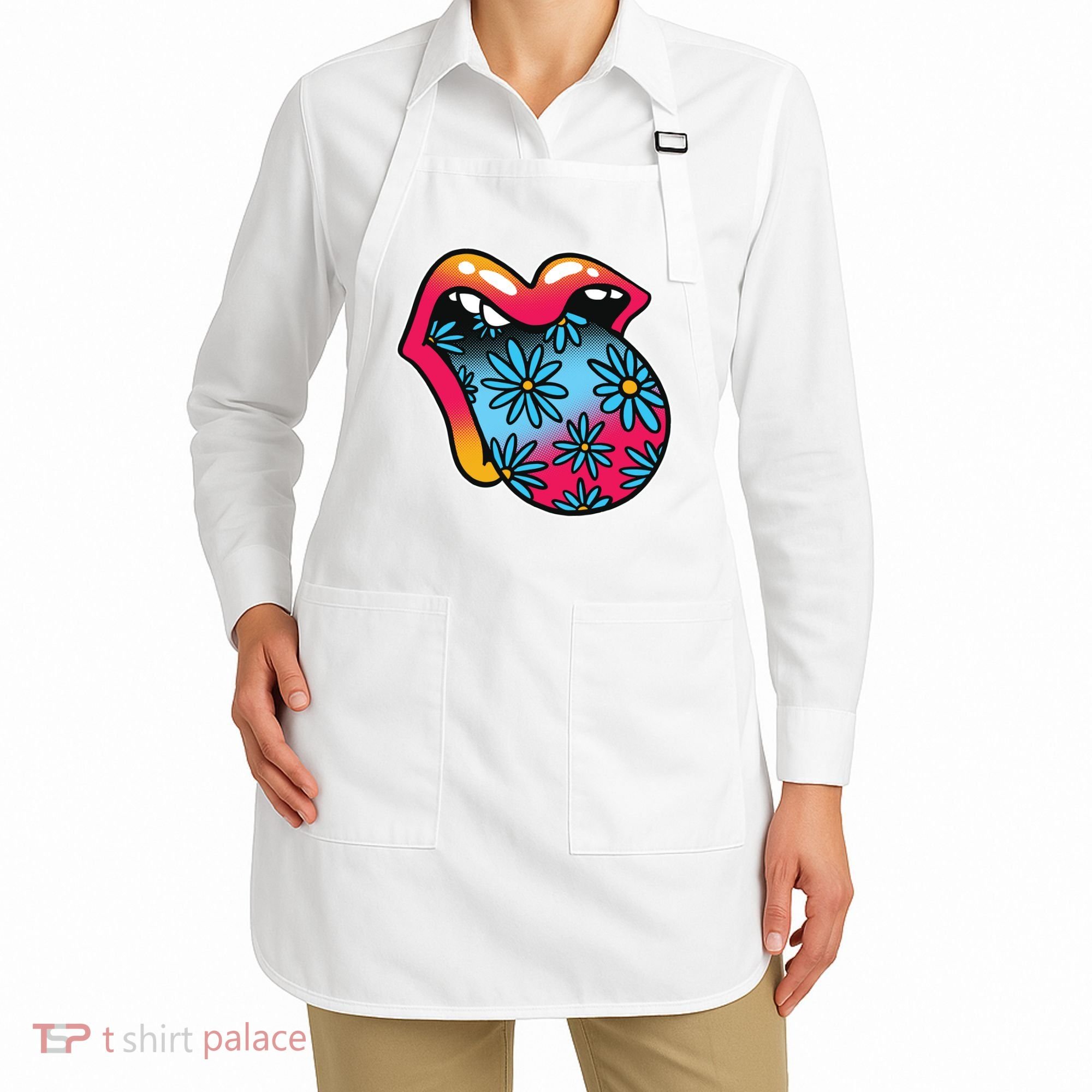 Trippy Floral Mouth Apron