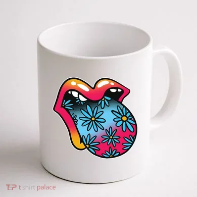 Trippy Floral Mouth Coffee Mug back