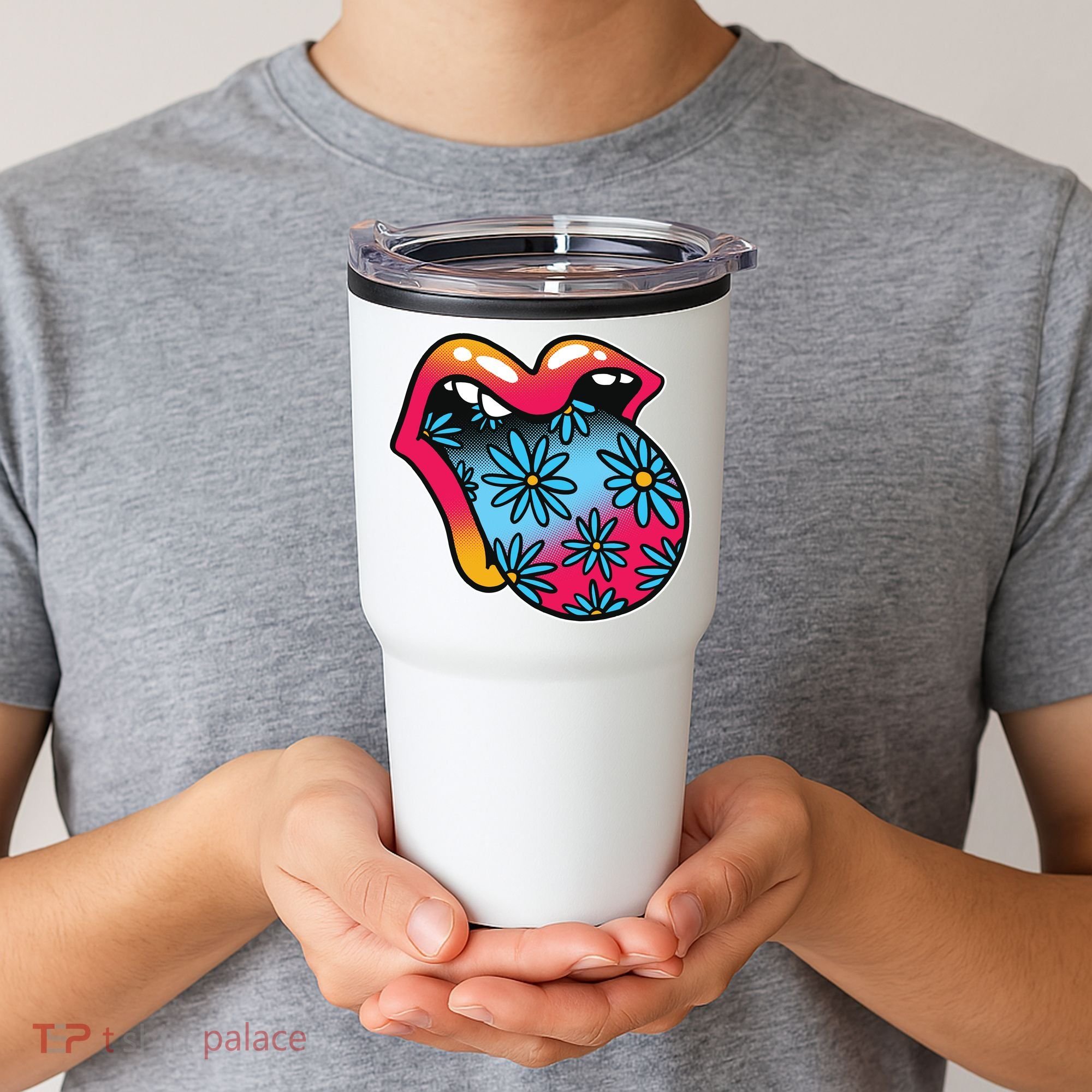 Trippy Floral Mouth Tumbler