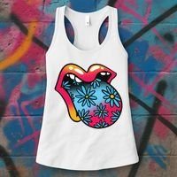Trippy Floral Mouth Women's Tank Top thumb 3