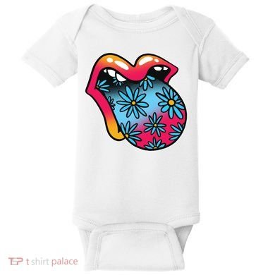 Trippy Floral Mouth Baby Bodysuit