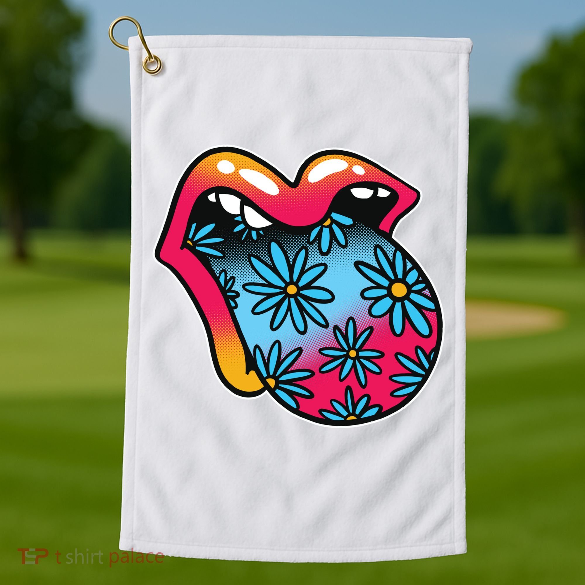 Trippy Floral Mouth Golf Towel