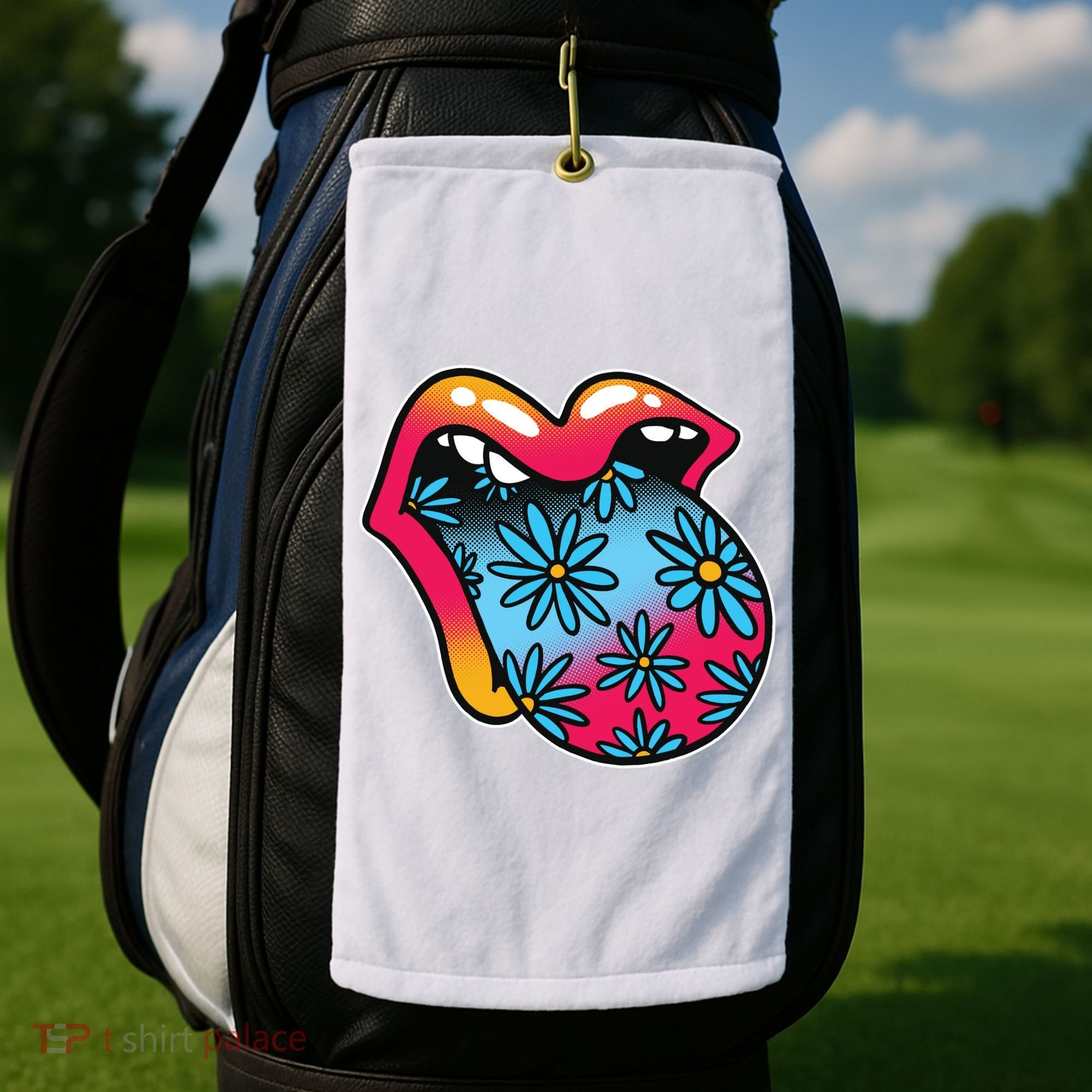 Trippy Floral Mouth Golf Towel