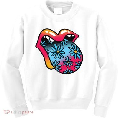 Trippy Floral Mouth Kids Sweatshirt