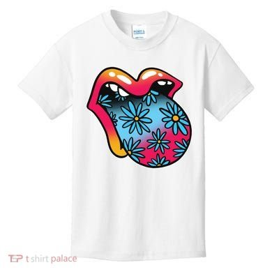 Trippy Floral Mouth Kids T-Shirt