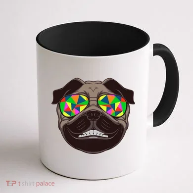 Trippy Hypnotized Pug Coffee Mug back
