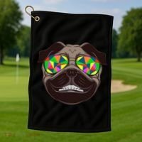 Trippy Hypnotized Pug Golf Towel thumb 1