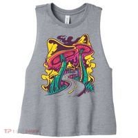 Trippy Mushroom Road Women's Racerback Cropped Tank thumb 0