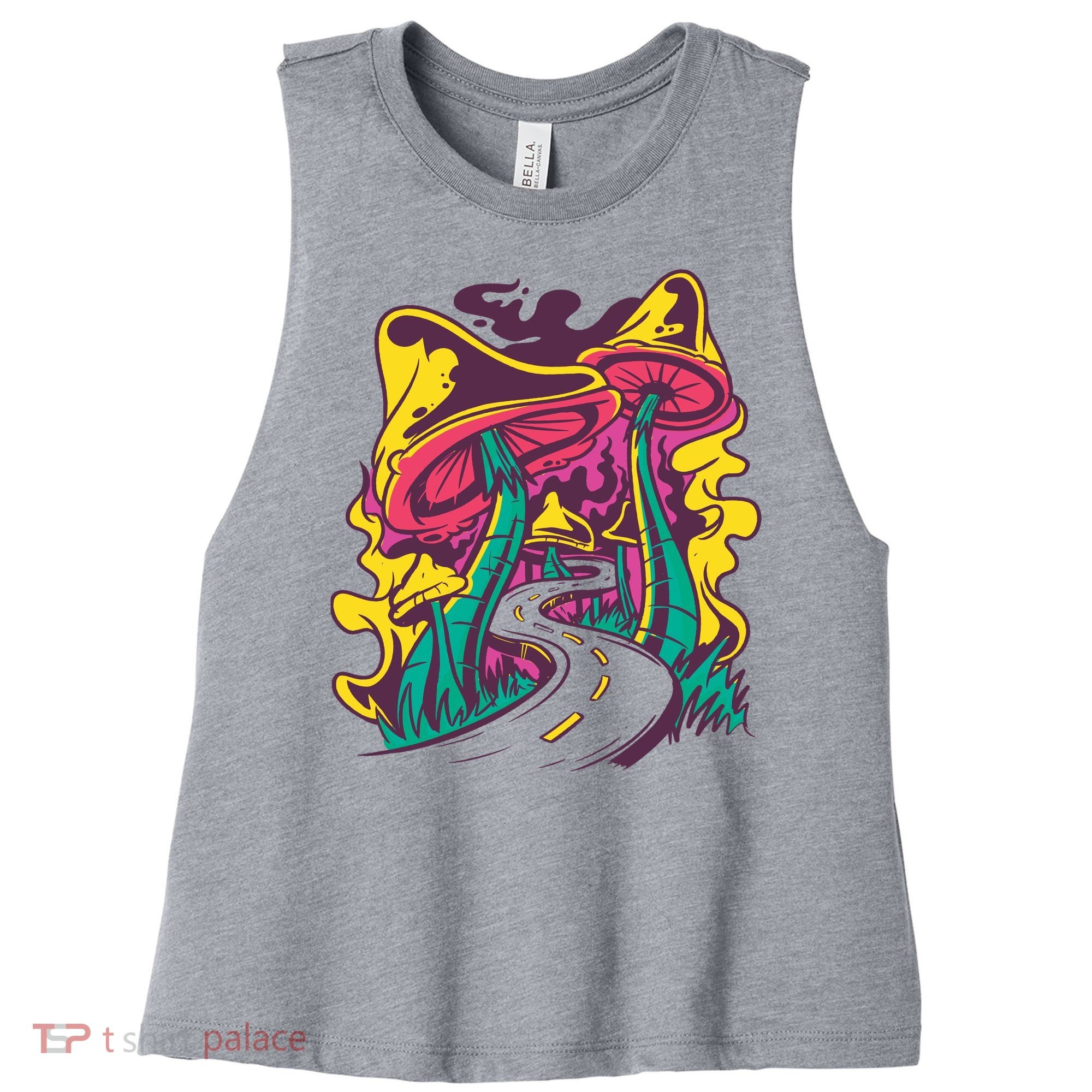 Trippy Mushroom Road Women's Racerback Cropped Tank