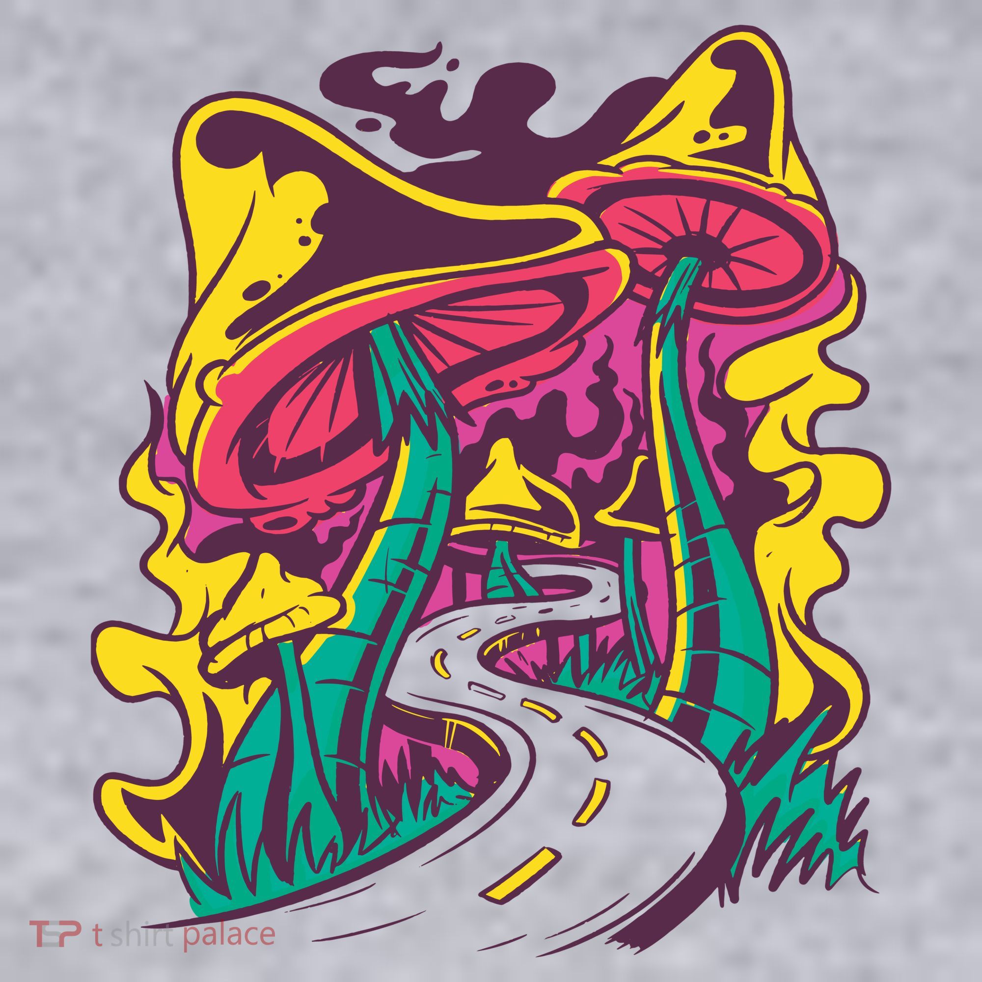 Trippy Mushroom Road Women's Racerback Cropped Tank