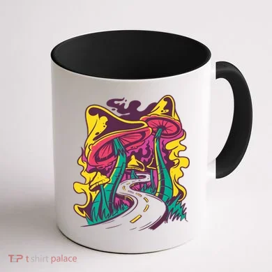 Trippy Mushroom Road Coffee Mug back