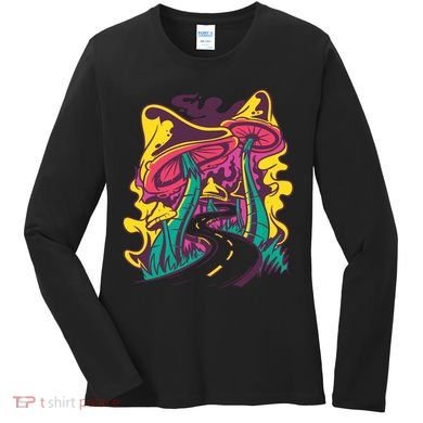 Trippy Mushroom Road Women's Long Sleeve Shirt