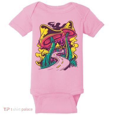 Trippy Mushroom Road Baby Bodysuit