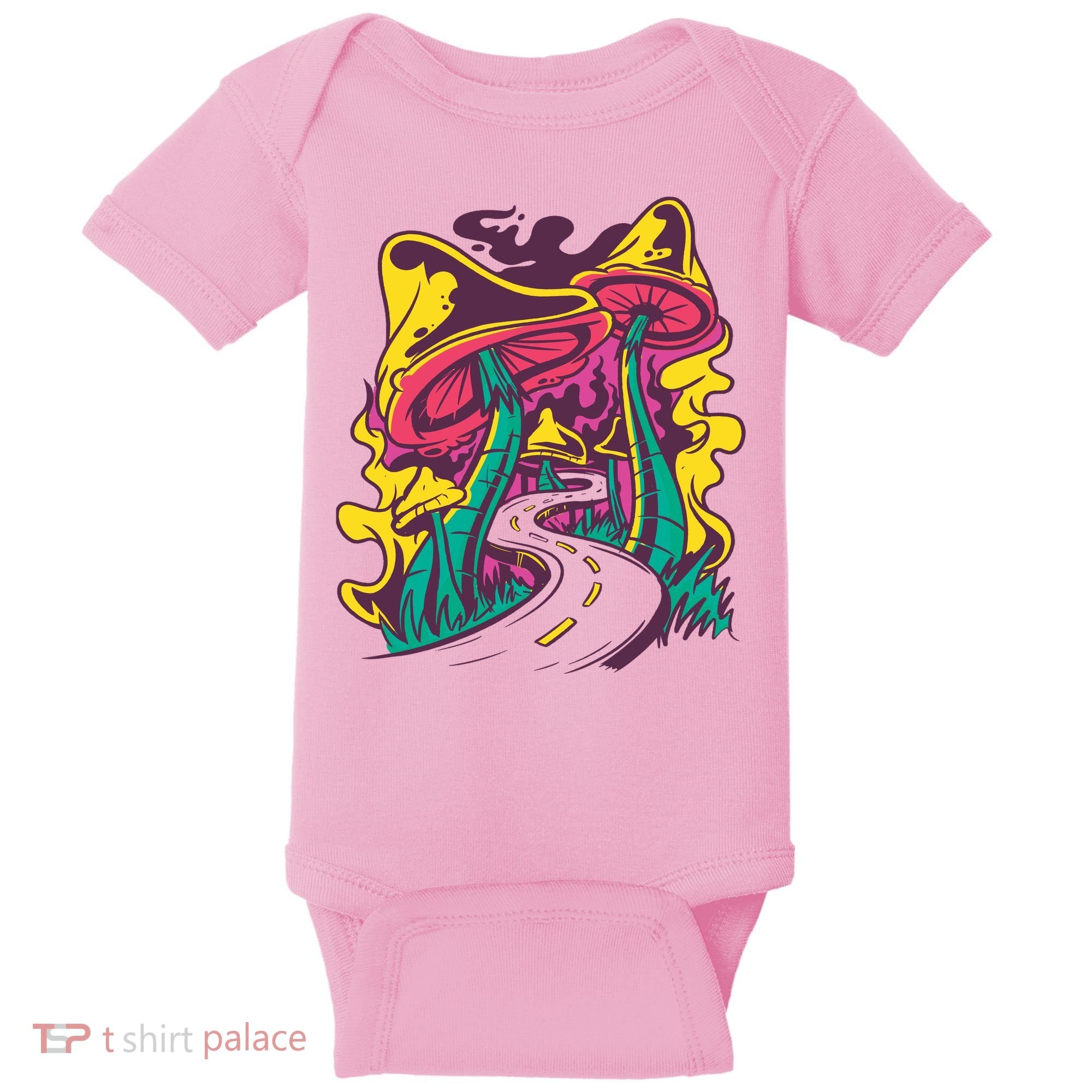 Trippy Mushroom Road Baby Bodysuit