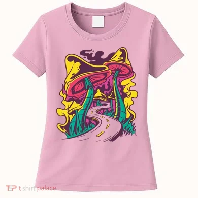 Trippy Mushroom Road Women's T-Shirt