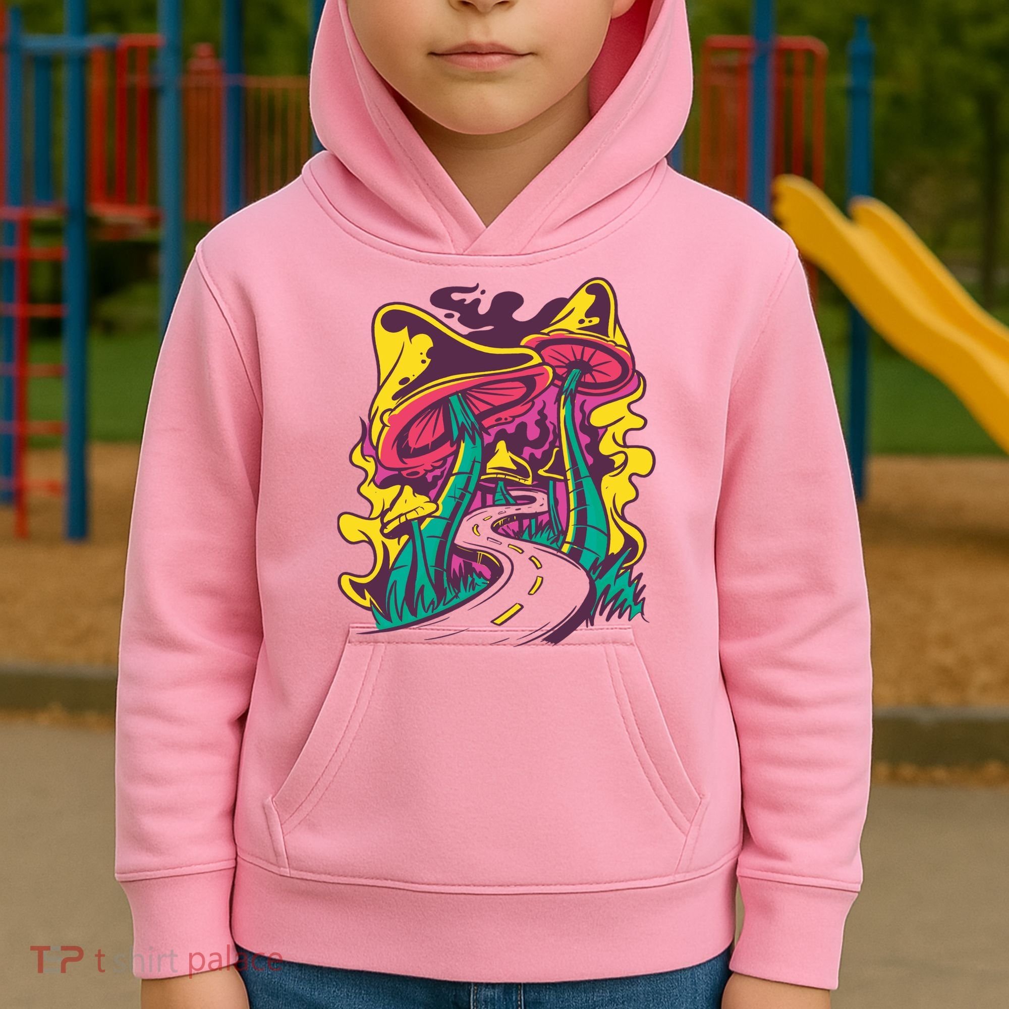 Trippy Mushroom Road Kids Hoodie