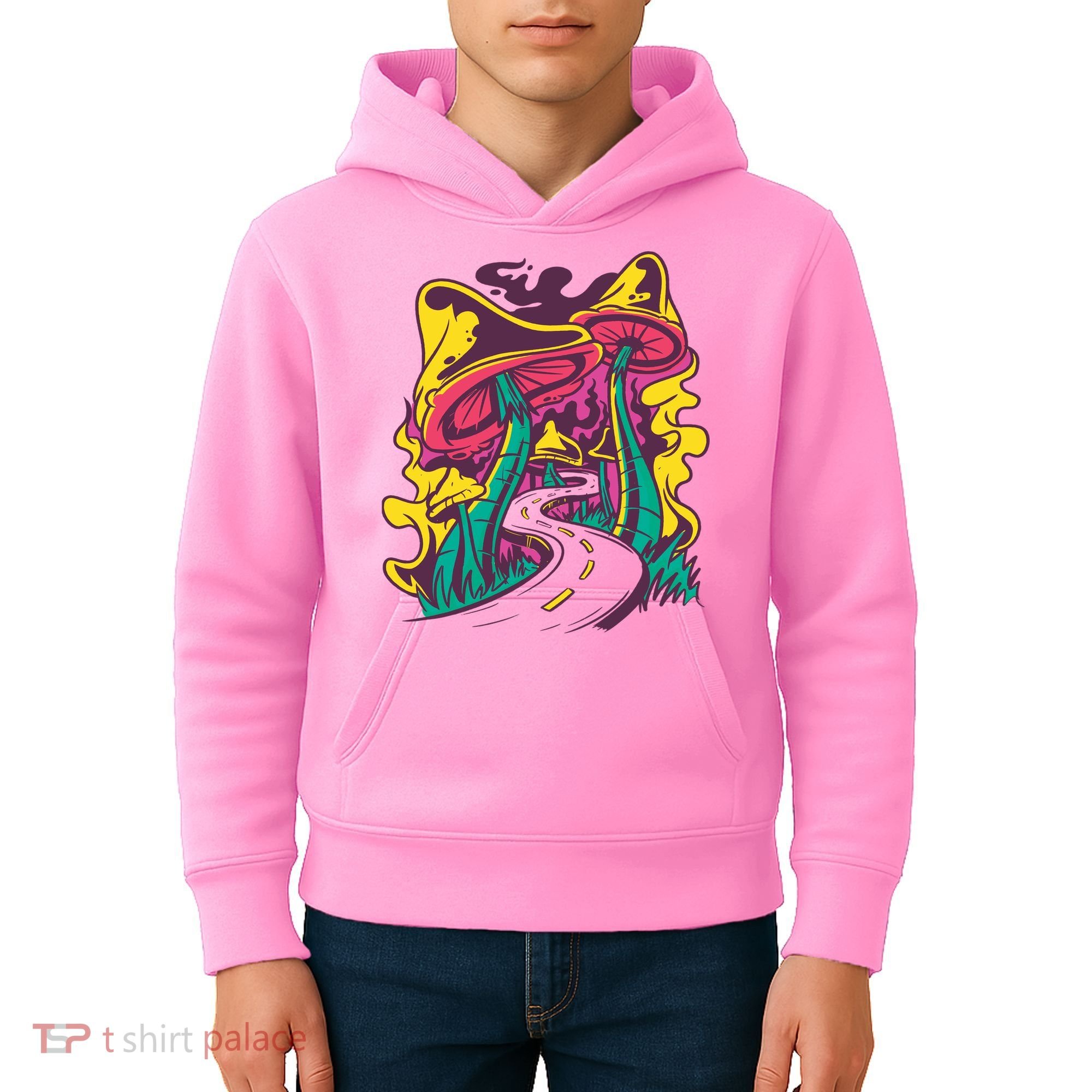Trippy Mushroom Road Kids Hoodie